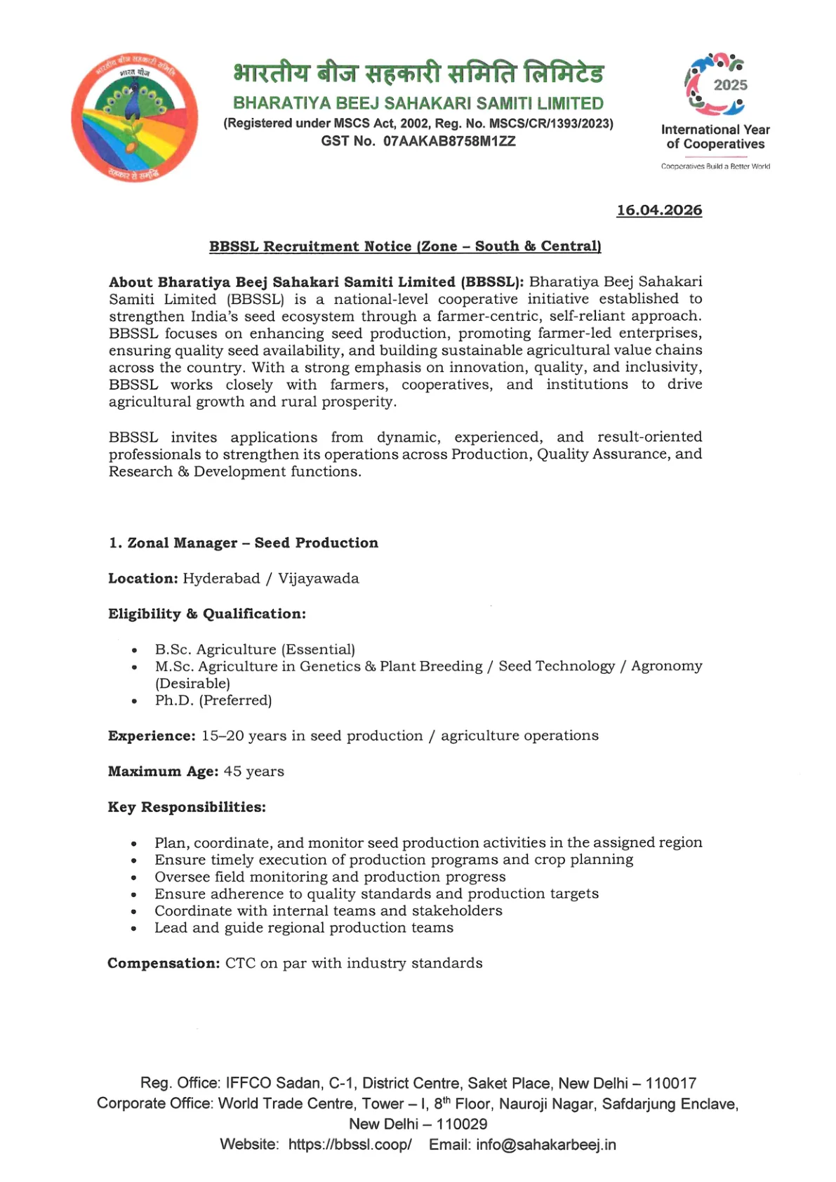 Official Recruitment Notification for BBSSL Recruitment 2026: How to Apply for Zonal Manager, Executive and Regional Coordinator Roles