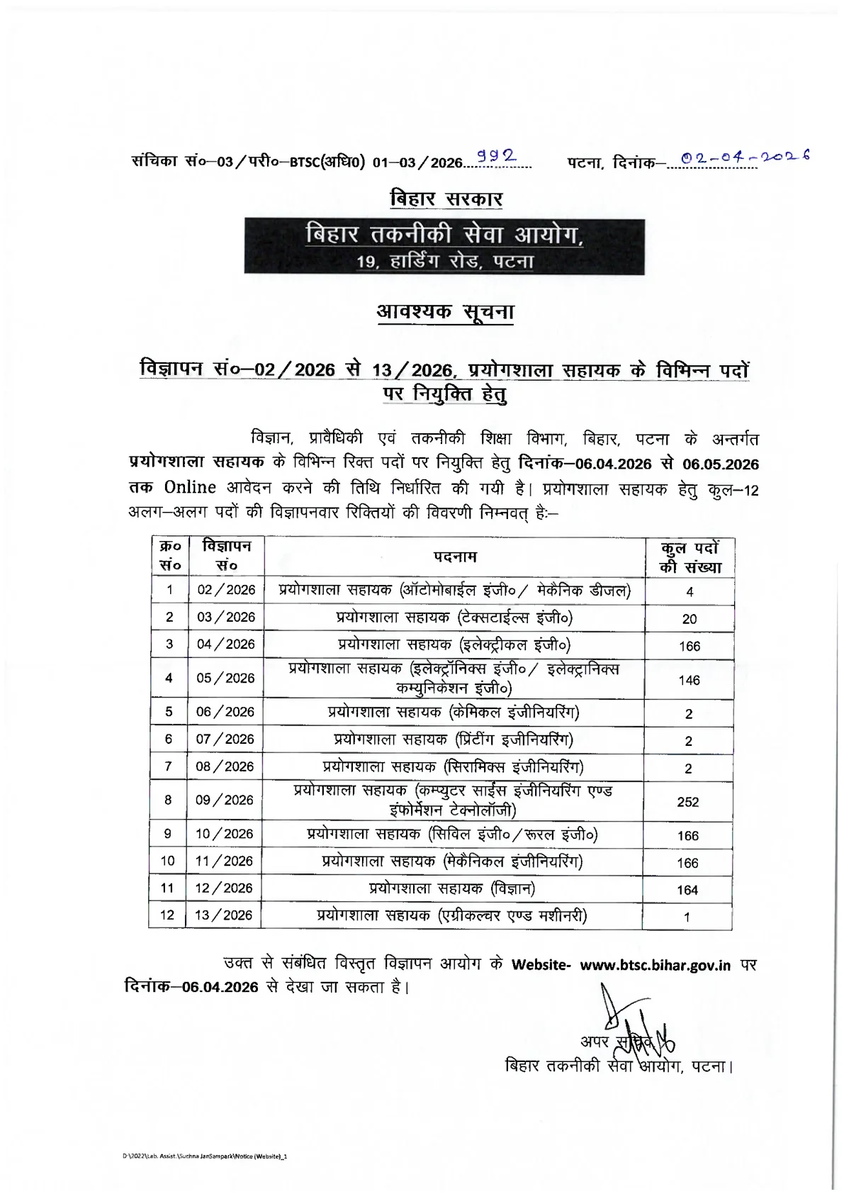 Official Syllabus Link for BTSC Lab Assistant Syllabus 2026: Exam Pattern and Topic Wise Syllabus