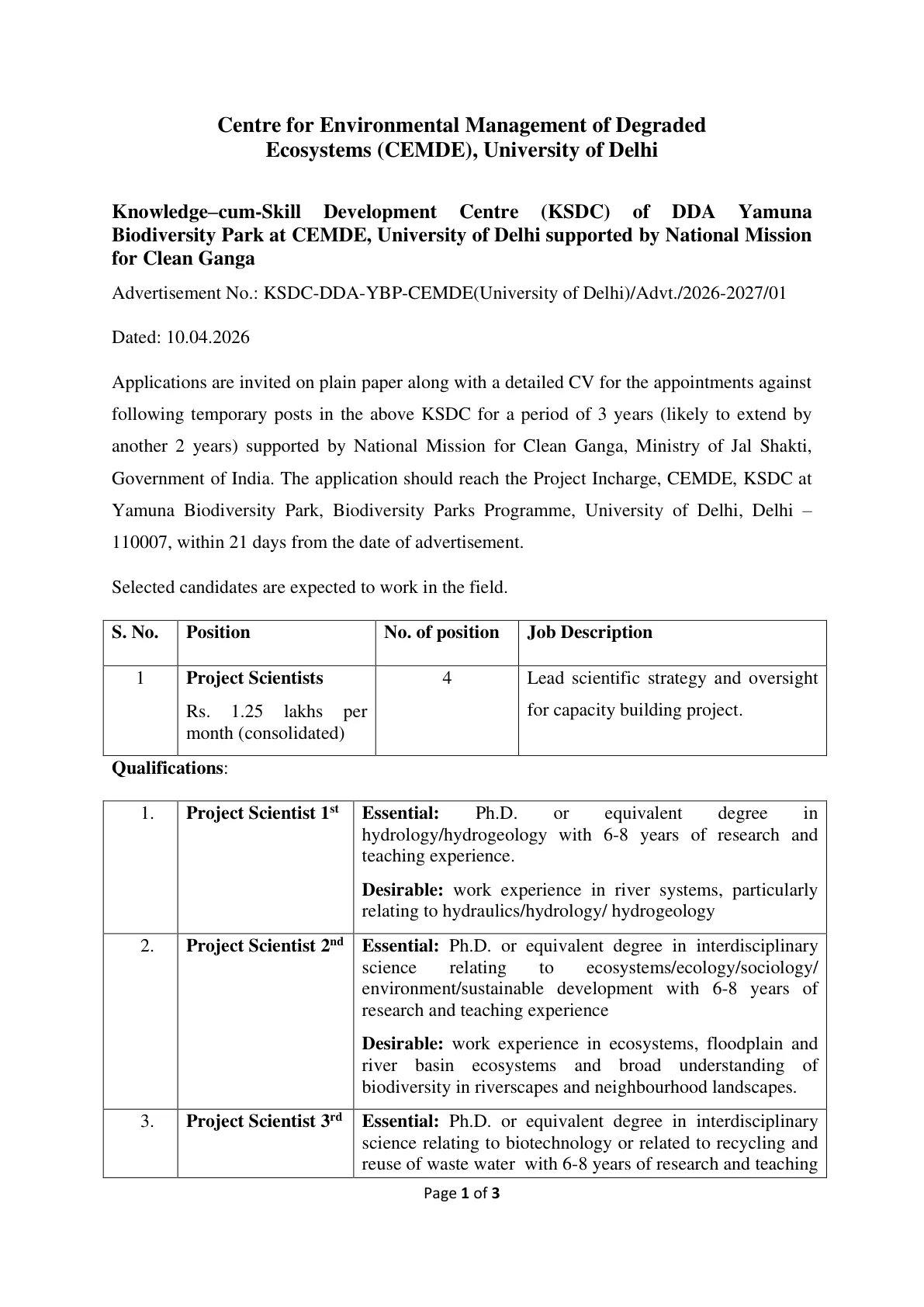 Official Recruitment Notification for Delhi University Recruitment 2026 - Apply Offline for 11 MTS, Database Operator and More Posts